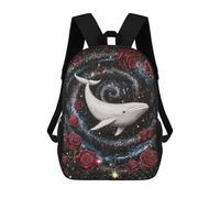 sinyumoney Whale Roses Galaxy Art Print Backpack for School 3D Printed Boys Girls School BagChildren Bookbag Travel Rucksack 17inch