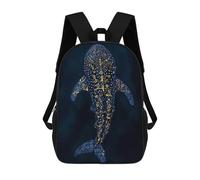 sinyumoney Whale Shark Gold Children's School Backpack 3D Printed for Kids Travel Rucksacks Book Bags for Boys Elementary School Students 17inch