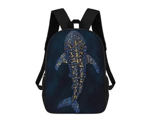 sinyumoney Whale Shark Gold Children's School Backpack 3D Printed for Kids Travel Rucksacks Book Bags for Boys Elementary School Students 17inch