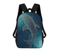 sinyumoney Whale Shark Gold Line Art School Backpack for Girls Backpack Water Repellent Casual Daypack Lightweight Rucksack Boy Girl School Backpack 17inch