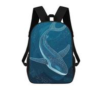sinyumoney Whale Shark in Deep Blue Sea 3D Printed Children's School Backpack for Kids High Capacity Travel Rucksacks Book Bags Kids School Bag Back Pack 17inch