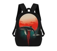 sinyumoney Whale Silhouette with Red Sun School Backpack Computer Rucksack for School/Work/Travel for Girl, Teen Girls 17inch