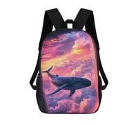 sinyumoney Whale Sky Airplane Window 3D Printed School Backpack Casual Children's Backpacks 3D Printed School Bag for Boys Elementary And Middle 17inch