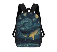 sinyumoney Whale Starry Night Kids Backpack, Kids School Bag 3D Printed School Backpacks for Boys And Teenager School Students 17inch
