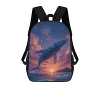 sinyumoney Whale Sunset Fantasy School Bag 3D Printed 17inch Backpacks Fashion Kids School Backpack Rucksacks for Boys Elementary And Middle School Students