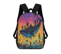 sinyumoney Whale Symphony Children's School Backpack 3D Printed for Kids Travel Rucksacks Book Bags for Boys Elementary School Students 17inch