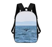 sinyumoney Whale Tail Kids School Backpack School Bag 3D Printed School Bag for Boys Elementary And Middle School Students 17inch