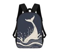 sinyumoney Whale Tail Splash Backpacks Kids Student Schoolbag,3D Printed Backpacks,Elementary And Middle School Students Backpacks for Boys Girls 17inch