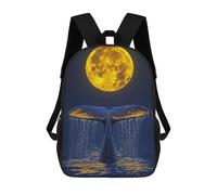 sinyumoney Whale Tail Under Full Moon Backpacks 3D Printed Kids School Backpack Outdoor Casual Daypack Fashion Casual Children Backpacks Cute Travel Bags 17inch