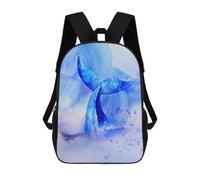 sinyumoney Whale Tail Watercolor 3D Printed Children's School Backpack for Kids High Capacity Travel Rucksacks Book Bags Kids School Bag Back Pack 17inch