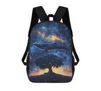 sinyumoney Whale Tree Galaxy Fantasy School Backpack 3D Printed Children's 17inch Backpacks Bag Bookbag for Kids Boy Girl Book Bags Kids School Bag Travel Rucksacks