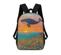 sinyumoney Whale Watching Fantasy-1 3D Printed 17inch School Bag Children's School Backpack Travel Backpacks Casual Fashion Bag for Kids School Students