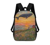 sinyumoney Whale Watching Fantasy Children's Backpacks 17inch School Backpack 3D Printed Bag Bookbag for Kids Travel Rucksacks Boy Girl Book Bags Kids School Bag