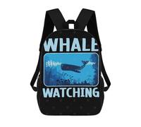 sinyumoney Whale Watching Rucksacks 3D Printed Children Backpacks Fashion Casual Daypack Cute Travel Bags Outdoor Casual Daypack for Boy And Girl 17inch