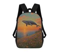 sinyumoney Whale Watching Sunset Backpack School Large School Backpack for Boys for Teenage Girls Boys Women Men 17inch
