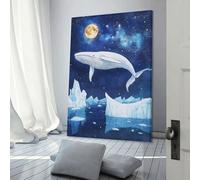 sinyumoney Whale Watching Under The Stars-1 Wall Canvas Art for Bedroom for Toilet Bathroom Decor Picture for Wall 12x18inch(30x45cm)