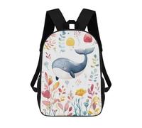 sinyumoney Whale Watercolor Illustration Kids' Backpack 3D Printing School Bag Boys Cool Daypacks Casual Knapsack Fun Back Bag for Kids And Teenager 17inch