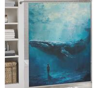 sinyumoney Whale Whispers Boy Dreams Anti-Mould Proof Resistant Daily Household Stylish Washable Modern Polyester Water Repellent for Bathroom Wet Room 69.69x70.87Inch（177x180cm）