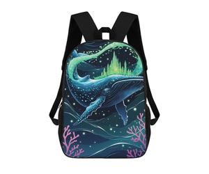 sinyumoney Whale with Castle Fantasy Art 3D Printed Kids School Bag Rucksacks Children's School Fashion Casual Back Pack High Capacity Travel Book Bags Backpack for Kids 17inch