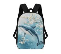 sinyumoney Whale with Cherry Blossoms Children's Backpacks School Backpack 3D Printed for Kids Travel Rucksacks Book Bags Kids 17inch School Bag
