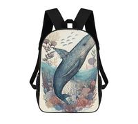 sinyumoney Whale Wondrous Backpack School Backpack Kids School Bag Large Capacity Kids Backpack for School Rucksack 3D Book Bag Gifts for Kids 17inch