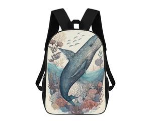 sinyumoney Whale Wondrous Backpack School Backpack Kids School Bag Large Capacity Kids Backpack for School Rucksack 3D Book Bag Gifts for Kids 17inch