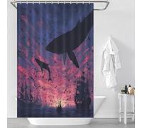 sinyumoney Whales Above The Sailing Ships Anti-Mould Proof Resistant Fabric Polyester Decor Bath Curtains for Travel Trailer 46.85x70.87Inch（119x180cm）