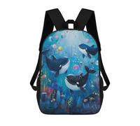 sinyumoney Whales And Fish Underwater Illustration School Backpack 3D Printed School Bags Boys Girls Laptop Backpack for Kids/Students/Adults 17inch