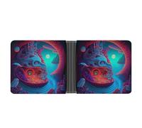 sinyumoney Whale's Whimsical World 3D Print Clutch Purse Card Slots Coin Slots Note Section Slim Elegant Leather Wallet Youth Guys 11.7cm*9.5cm