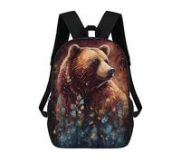 sinyumoney Whimsical Bear Portrait Kids School Backpack 3D Printed Fashion School Bag Casual School Bag for Boys Elementary And Middle School Students 17inch