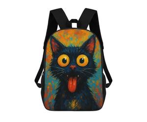 sinyumoney Whimsical Black Cat Portrait Backpack School Bag Lightweight Airport College Students Back Pack for Men/Women 17inch