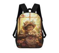 sinyumoney Whimsical Cat Garden Scene Backpack School Bag Rucksack Casual Daypacks School Work Travel Bag for Teenage Girls Boys Women Men 17inch