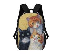 sinyumoney Whimsical Cat Portrait Art Print Backpack School Daypacks Business Backpack Water Resistant Bookbag for Boys/Girls/Teenagers 17inch