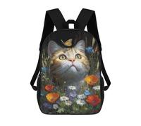 sinyumoney Whimsical Cat with Butterfly Rucksack Water Resistant Travel Backpack Computer Bag for Teenage Girls Boys Women Men 17inch