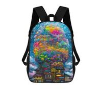sinyumoney Whimsical Cloud Cityscape School Bags Business Laptop Rucksack Bag Unisex Casual Daypack for Boys/Girls/Teenagers 17inch