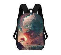 sinyumoney Whimsical Cloudscape with Ship And Tree Rucksacks 3D Printed Children Backpacks Fashion Casual Daypack Cute Travel Bags Outdoor Casual Daypack for Boy And Girl 17inch