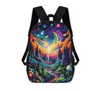 sinyumoney Whimsical Cosmic Forest Fashion Student School Backpack Suitable for Boys Girls Kids Casual Outdoor Travel Essential Daypack 17inch