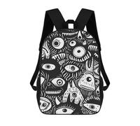 sinyumoney Whimsical Doodle Monster School Backpack Large Water Resistant Laptop Backpack for Teenage Girls Boys Women Men 17inch