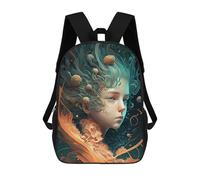 sinyumoney Whimsical Fantasy Portrait -3 School Backpack School Secondary High School College Backpack Travel for Men/Women 17inch
