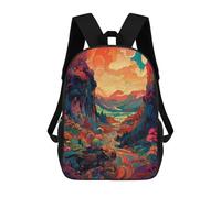 sinyumoney Whimsical Forest Sunset -1 3D Printed Children's School Backpack for Kids High Capacity Travel Rucksacks Book Bags Kids School Bag Back Pack 17inch