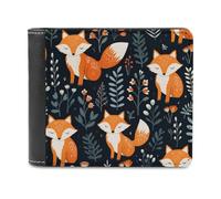 sinyumoney Whimsical Fox Garden Pattern 3D Print Clutch Purse Credit Cards Coins RFID Blocking Leather Men's Wallet Craftsmanship Gifts 11.7cm*9.5cm