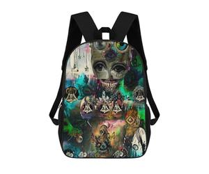 sinyumoney Whimsical Fusion Artistic Collage Kids Backpacks,3D Personalized School Bookbags for Boys Girls Large Schoolbags Casual Daypack 17inch