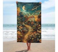 sinyumoney Whimsical Garden Pathway Scene Basics Towel Set Super Soft Absorbent Beach Towel for Bathroom Pool Beach And Trips Bath Sheet 130cm*80cm