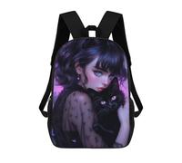 sinyumoney Whimsical Gothic Cat Lady Backpack School Bag Secondary Causal Travel High School Bags for School/Work/Travel 17inch