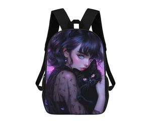 sinyumoney Whimsical Gothic Cat Lady Backpack School Bag Secondary Causal Travel High School Bags for School/Work/Travel 17inch