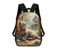 sinyumoney Whimsical Kitten Window View Backpack School Lightweight Schoolbag Dayback Bookbag College for Girl, Teen Girls 17inch