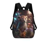sinyumoney Whimsical Lion Cub Garden Children's School Backpack 3D Printed for Kids Travel Rucksacks Book Bags Kids School Bag 17inch