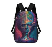 sinyumoney Whimsical Mindscapes Digital Art Exploration Fashion Student School Backpack Suitable for Boys Girls Kids Casual Outdoor Travel Essential Daypack 17inch