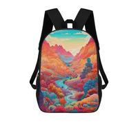 sinyumoney Whimsical Mountain Landscape -3 Backpack School Fashion Stationery Backpack Waterproof Casual Daypacks for Men, Women & Teenage Boys 17inch