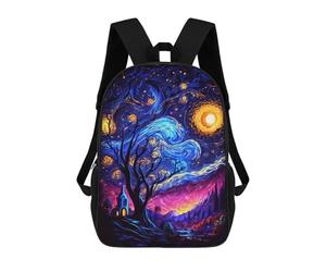 sinyumoney Whimsical Night Sky with Trees Rucksack School Secondary High School College Backpack Travel for Teenage Girls Boys Women Men 17inch